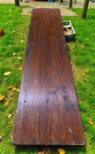 Table - Vintage German Oktoberfest Beer Garden Table & Bench, Brown Outdoor Set A2 by The Old Grainery (20 inches, 30 inch...