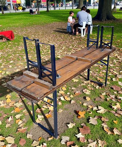 Table - Vintage German Oktoberfest Beer Garden Table & Bench, Brown Outdoor Set A2 by The Old Grainery (20 inches, 30 inch...