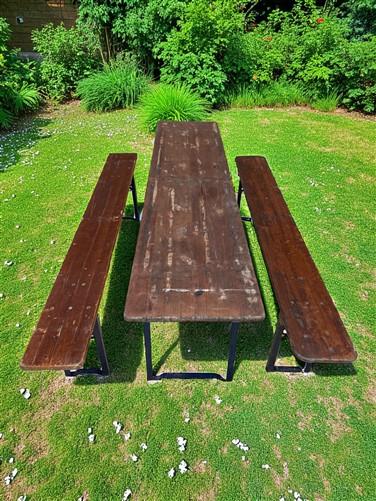 Table - Vintage German Oktoberfest Beer Garden Table & Bench, Brown Outdoor Set A4 by The Old Grainery (20 inches, 30 inch...