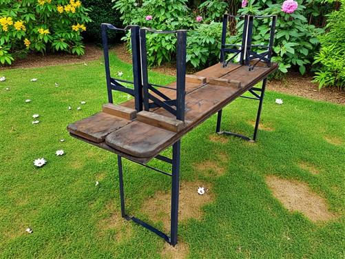 Table - Vintage German Oktoberfest Beer Garden Table & Bench, Brown Outdoor Set A4 by The Old Grainery (20 inches, 30 inch...