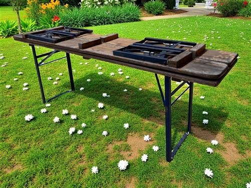 Table - Vintage German Oktoberfest Beer Garden Table & Bench, Brown Outdoor Set A4 by The Old Grainery (20 inches, 30 inch...