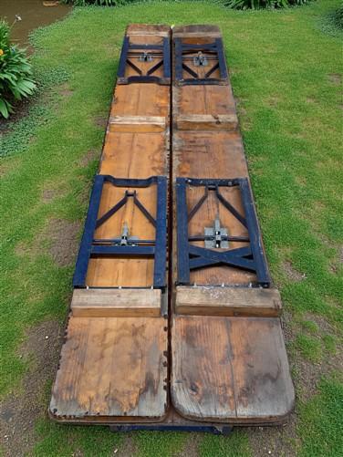 Table - Vintage German Oktoberfest Beer Garden Table & Bench, Brown Outdoor Set A4 by The Old Grainery (20 inches, 30 inch...