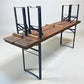 Vintage German Oktoberfest Beer Garden Table & Bench, Brown Outdoor Set A5
