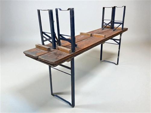 Vintage German Oktoberfest Beer Garden Table & Bench, Brown Outdoor Set A5