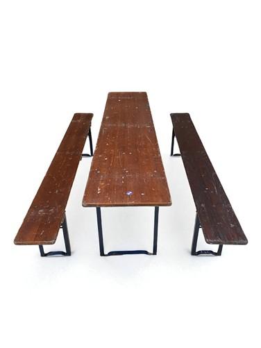 Table - Vintage German Oktoberfest Beer Garden Table & Bench, Brown Outdoor Set A6 by The Old Grainery (20 inches, 30 inch...