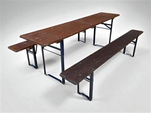 Table - Vintage German Oktoberfest Beer Garden Table & Bench, Brown Outdoor Set A6 by The Old Grainery (20 inches, 30 inch...