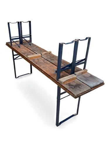 Table - Vintage German Oktoberfest Beer Garden Table & Bench, Brown Outdoor Set A6 by The Old Grainery (20 inches, 30 inch...