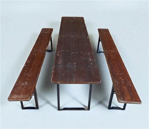 Table - Vintage German Oktoberfest Beer Garden Table & Bench, Brown Outdoor Set A7 by The Old Grainery (20 inches, 30 inch...