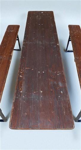 Table - Vintage German Oktoberfest Beer Garden Table & Bench, Brown Outdoor Set A7 by The Old Grainery (20 inches, 30 inch...