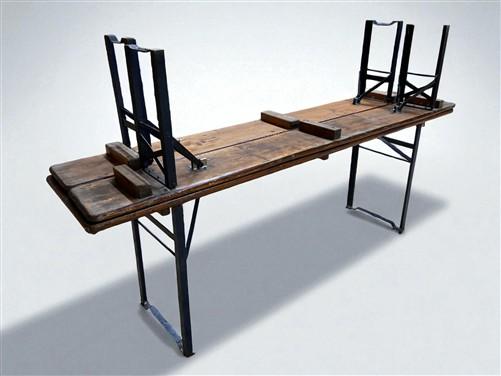Table - Vintage German Oktoberfest Beer Garden Table & Bench, Brown Outdoor Set A7 by The Old Grainery (20 inches, 30 inch...