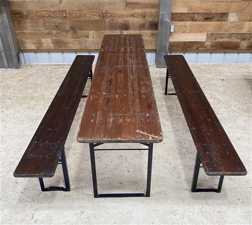 Table - Vintage German Oktoberfest Beer Garden Table & Bench, Brown Outdoor Set A8 by The Old Grainery (20 inches, 30 inch...