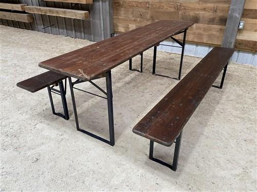 Table - Vintage German Oktoberfest Beer Garden Table & Bench, Brown Outdoor Set A8 by The Old Grainery (20 inches, 30 inch...