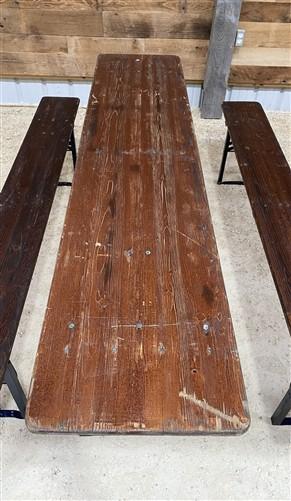 Table - Vintage German Oktoberfest Beer Garden Table & Bench, Brown Outdoor Set A8 by The Old Grainery (20 inches, 30 inch...