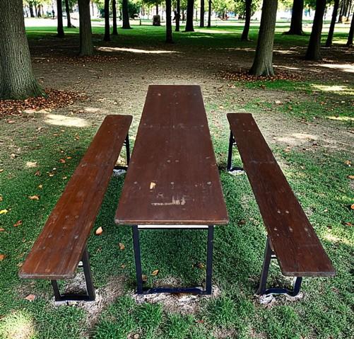Table - Vintage German Oktoberfest Beer Garden Table & Bench, Brown Outdoor Set A9 by The Old Grainery (20 inches, 30 inch...
