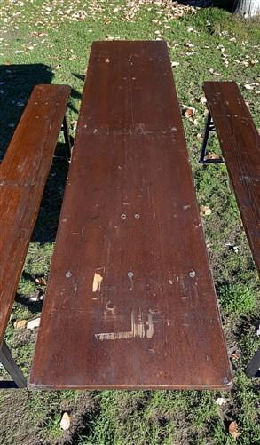 Table - Vintage German Oktoberfest Beer Garden Table & Bench, Brown Outdoor Set A9 by The Old Grainery (20 inches, 30 inch...