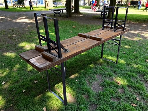 Table - Vintage German Oktoberfest Beer Garden Table & Bench, Brown Outdoor Set A9 by The Old Grainery (20 inches, 30 inch...