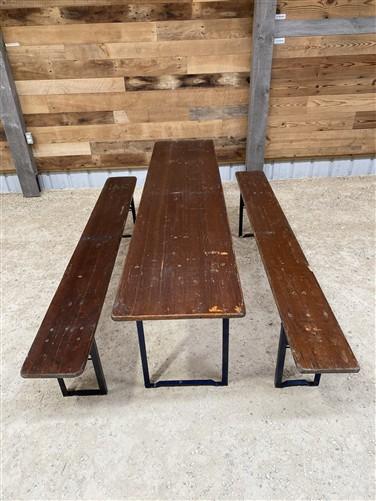 Table - Vintage German Oktoberfest Beer Garden Table & Bench, Brown Outdoor Set A10 by The Old Grainery (20 inches, 30 inc...