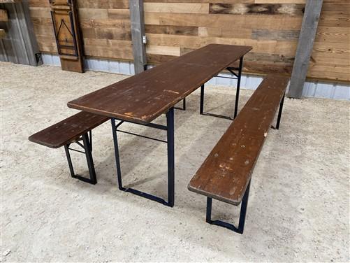 Table - Vintage German Oktoberfest Beer Garden Table & Bench, Brown Outdoor Set A10 by The Old Grainery (20 inches, 30 inc...