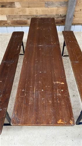 Table - Vintage German Oktoberfest Beer Garden Table & Bench, Brown Outdoor Set A10 by The Old Grainery (20 inches, 30 inc...