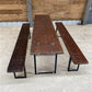 Vintage German Oktoberfest Beer Garden Table & Bench, Brown Outdoor Set A11