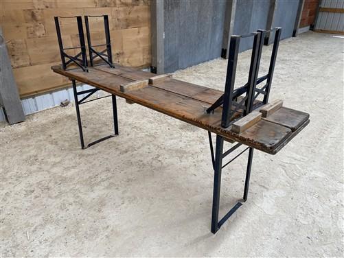Vintage German Oktoberfest Beer Garden Table & Bench, Brown Outdoor Set A11