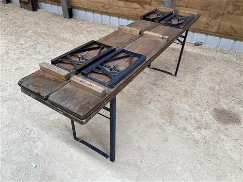 Vintage German Oktoberfest Beer Garden Table & Bench, Brown Outdoor Set A11