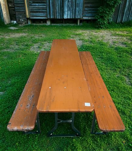 Furniture - Vintage German Oktoberfest Beer Garden Table & Bench, Wood Outdoor Set B41 by The Old Grainery