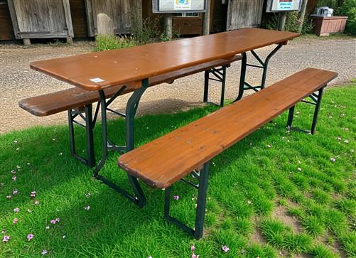 Furniture - Vintage German Oktoberfest Beer Garden Table & Bench, Wood Outdoor Set B41 by The Old Grainery