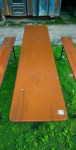 Furniture - Vintage German Oktoberfest Beer Garden Table & Bench, Wood Outdoor Set B41 by The Old Grainery