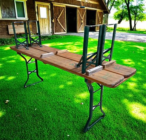 Furniture - Vintage German Oktoberfest Beer Garden Table & Bench, Wood Outdoor Set B41 by The Old Grainery