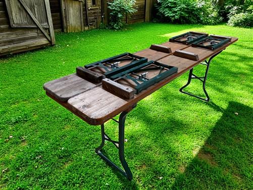 Furniture - Vintage German Oktoberfest Beer Garden Table & Bench, Wood Outdoor Set B41 by The Old Grainery
