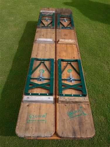 Furniture - Vintage German Oktoberfest Beer Garden Table & Bench, Wood Outdoor Set B41 by The Old Grainery