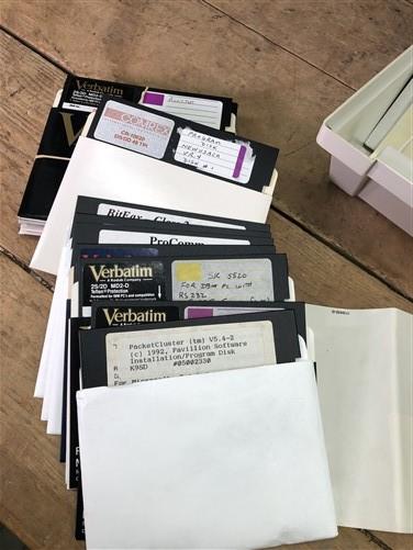Ham Radio - Lot of 58, 5.25" Floppy Disks w/ Storage Case Ham Radio Packet Software by The Old Grainery (Acco, amateur, box)