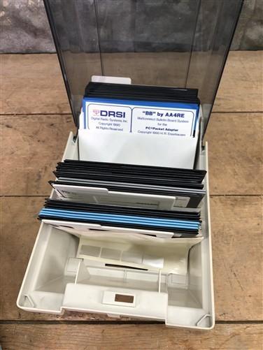 Ham Radio - Lot of 58, 5.25" Floppy Disks w/ Storage Case Ham Radio Packet Software by The Old Grainery (Acco, amateur, box)