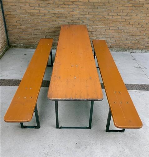 Vintage German Oktoberfest Beer Garden Table & Bench, Wood Outdoor Set B43