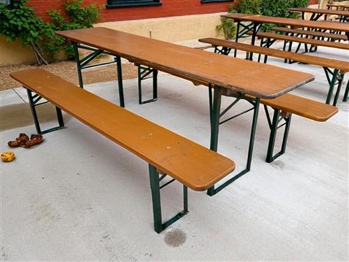 Vintage German Oktoberfest Beer Garden Table & Bench, Wood Outdoor Set B43