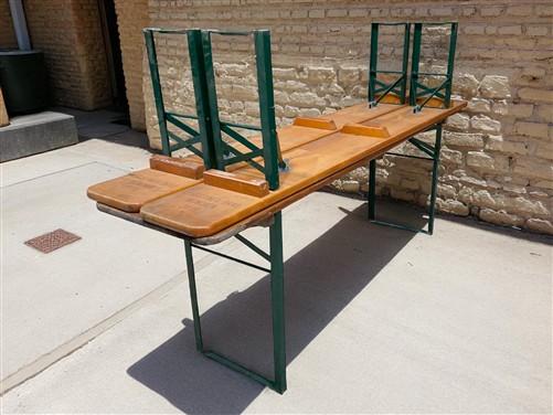 Vintage German Oktoberfest Beer Garden Table & Bench, Wood Outdoor Set B43
