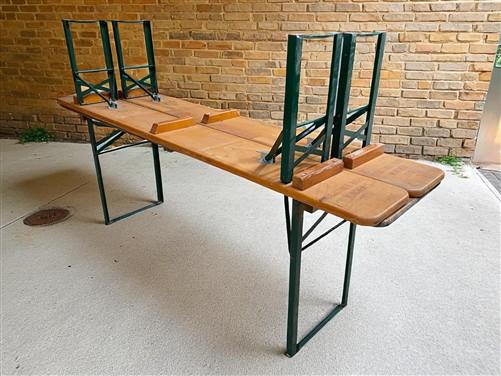Vintage German Oktoberfest Beer Garden Table & Bench, Wood Outdoor Set B43