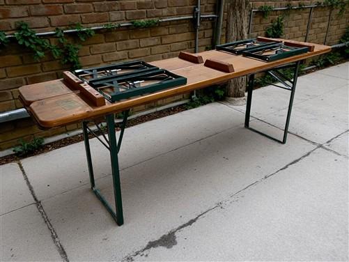 Vintage German Oktoberfest Beer Garden Table & Bench, Wood Outdoor Set B43