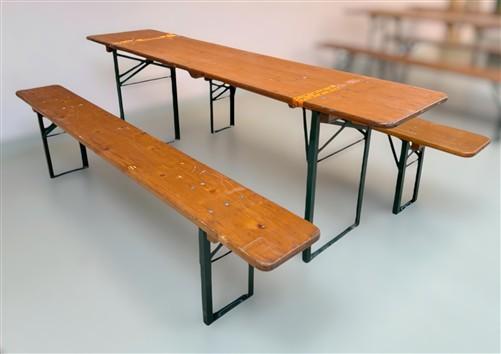 Furniture - Vintage German Oktoberfest Beer Garden Table & Bench, Wood Outdoor Set B44 by The Old Grainery