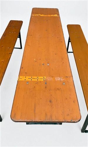 Furniture - Vintage German Oktoberfest Beer Garden Table & Bench, Wood Outdoor Set B44 by The Old Grainery