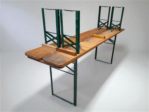 Furniture - Vintage German Oktoberfest Beer Garden Table & Bench, Wood Outdoor Set B44 by The Old Grainery