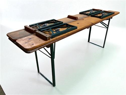 Furniture - Vintage German Oktoberfest Beer Garden Table & Bench, Wood Outdoor Set B44 by The Old Grainery