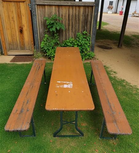 Vintage German Oktoberfest Beer Garden Table & Bench, Wood Outdoor Set B46