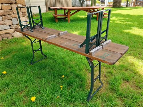 Vintage German Oktoberfest Beer Garden Table & Bench, Wood Outdoor Set B46