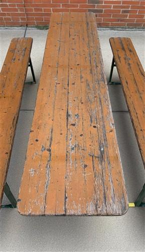 Furniture - Vintage German Oktoberfest Beer Garden Table & Bench, Wood Outdoor Set B48 by The Old Grainery