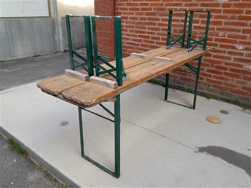 Furniture - Vintage German Oktoberfest Beer Garden Table & Bench, Wood Outdoor Set B48 by The Old Grainery
