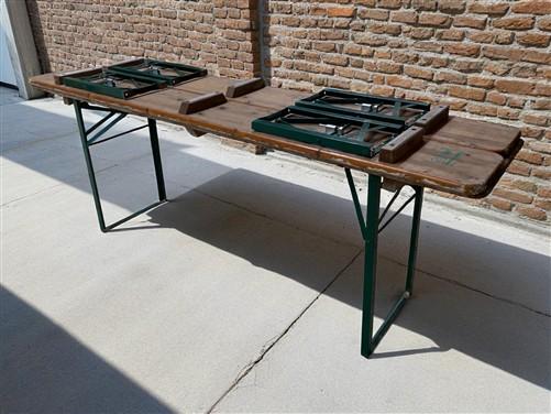 Furniture - Vintage German Oktoberfest Beer Garden Table & Bench, Wood Outdoor Set B48 by The Old Grainery
