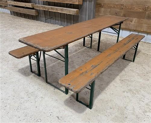 Furniture - Vintage German Oktoberfest Beer Garden Table & Bench, Wood Outdoor Set B49 by The Old Grainery