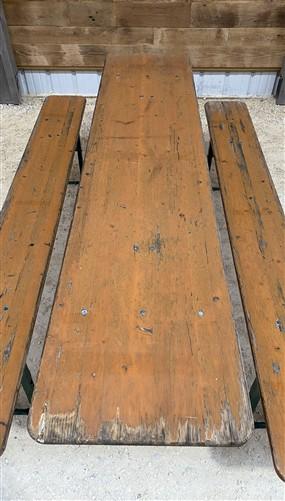 Furniture - Vintage German Oktoberfest Beer Garden Table & Bench, Wood Outdoor Set B49 by The Old Grainery